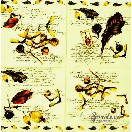 Serwetka do decoupage żołędzie- kasztany 33x33 IHR Unikat