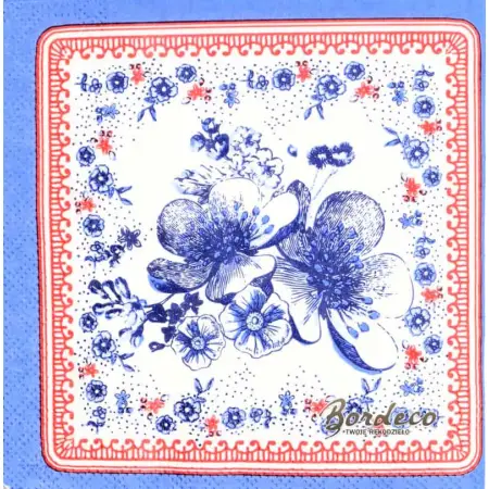 Serwetka do decoupage niebieskie kwiatuszki  24x24 DUNI. Unikat