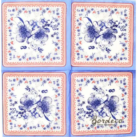 Serwetka do decoupage niebieskie kwiatuszki  24x24 DUNI. Unikat