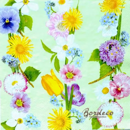Serwetka do decoupage kolorowe kwiaty w kolumnach 33x33 MAKI Unikat