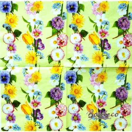 Serwetka do decoupage kolorowe kwiaty w kolumnach 33x33 MAKI Unikat
