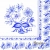 Serwetka do decoupage niebieskie ludowe wzory kwiatowe 33x33 Ambiente
