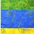 Serwetka do decoupage żłóto niebiesko zielona tapeta 33x33 Atelier Unikat