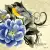 Serwetka do decoupage niebieskie kwiaty i ptaszek 33x33 Ambiente Unikat