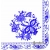 Serwetka do decoupage niebieskie ludowe wzory kwiatowe 33x33 R&F Unikat