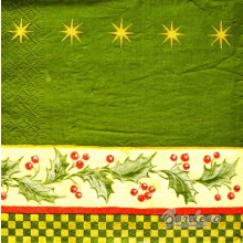 Serwetka do decoupage bordiura z ostrokrzewem 33x33 AHA Unikat