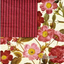 Serwetka do decoupage szeroka ramka z kwiatów 33x33 AHA Unikat