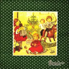 Serwetka do decoupage Boże Narodzenie dzieci przy choince 33x33 IHR Unikat