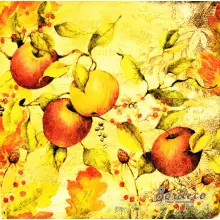 Serwetka do decoupage jesienne jabłuszka i liście 33x33 IHR Unikat