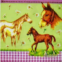 Serwetka do decoupage firmy IHT z  motywami koni  25x25cm.