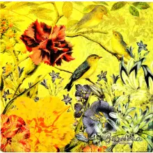 Serwetka do decoupage kwiaty i ptaki w ogrodzie 25x25 IHR