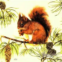 Serwetka do decoupage ruda wiewiórka 25x25 IHR Unikat