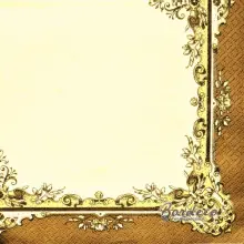 Serwetka do decoupage złota ramka z brązową obwódką 33x33 MAKI Unikat