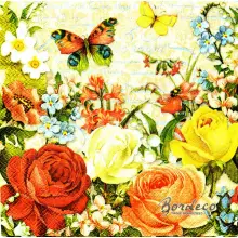 Serwetka do decoupage kolorowe róże 33x33 PUNCH, Unikat