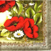 Serwetka do decoupage brazylijski bukiet maków i stokrotek 33x33 R+F Unikat