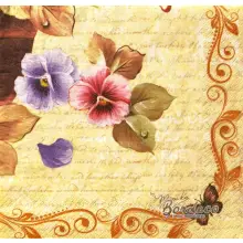 Serwetka do decoupage brazylijskie kolorowe bratki w donicy 33x33 R&F Unikat