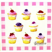 Serwetka do decoupage babeczki z kremem i owocami 33x33 R2S Unikat