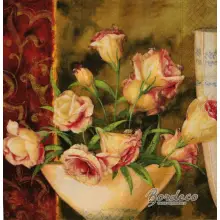 Serwetka do decoupage róże i tulipany w w białych wazonach 33x33 R2S Unikat