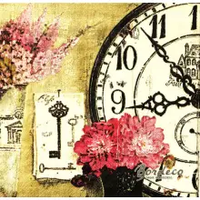 Serwetka do decoupage zegar, kwiaty i klucz, vintage 33x33 STEWO Unikat