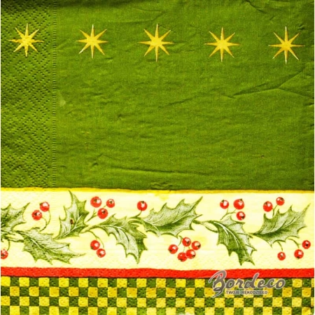 Serwetka do decoupage bordiura z ostrokrzewem 33x33 AHA Unikat
