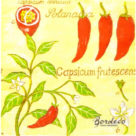 Serwetka do decoupage ostre czerwone papryczki 33x33 AHA Unikat