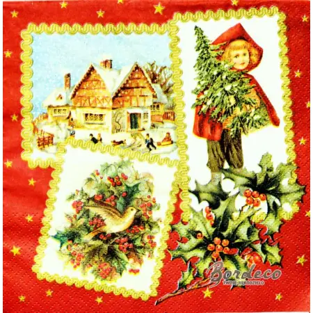 Serwetka do decoupage świąteczne obrazki 33x33 AVANT GARDE. Unikat