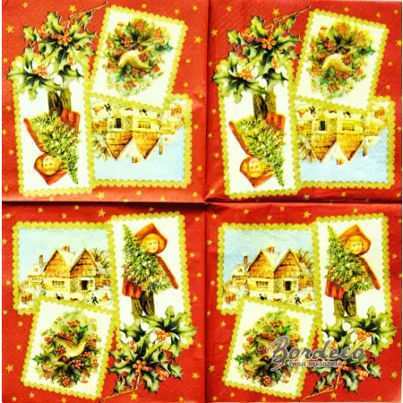 Serwetka do decoupage świąteczne obrazki 33x33 AVANT GARDE. Unikat