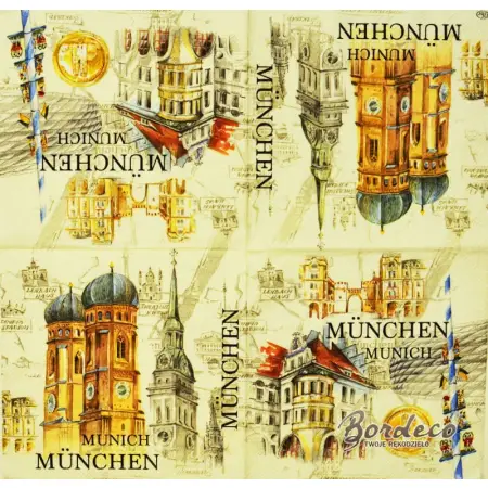 Serwetka do decoupage miasto Monachium 33x33 IHR Unikat