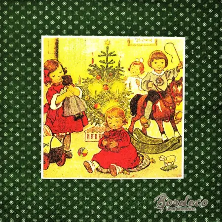 Serwetka do decoupage Boże Narodzenie dzieci przy choince 33x33 IHR Unikat