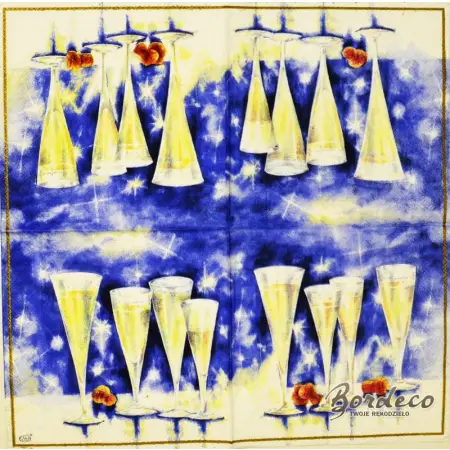 Serwetka do decoupage kieliszki do szampana, Sylwester 33x33 IHR Unikat