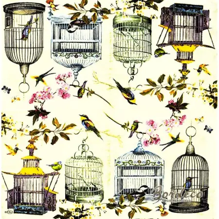 Serwetka do decoupage ozdobne klatki z ptakami 33x33 IHR Unikat