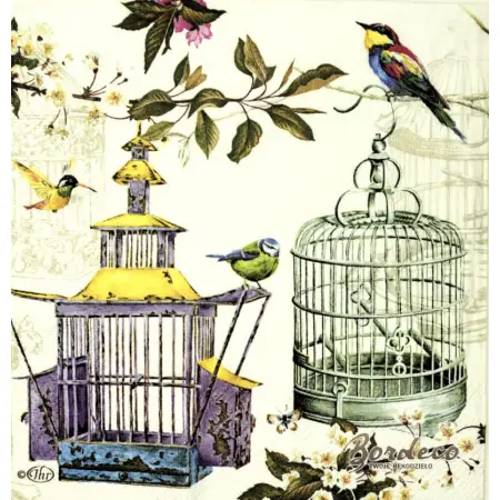 Serwetka do decoupage klatki dla ptaków 25x25 IHR