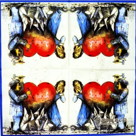 Serwetka do decoupage bajkowe postacie zakochana para z sercem 33x33 IHR Unikat