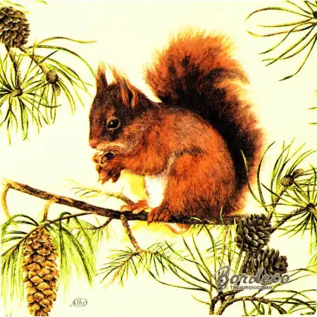 Serwetka do decoupage ruda wiewiórka 25x25 IHR Unikat