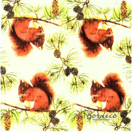 Serwetka do decoupage ruda wiewiórka 25x25 IHR Unikat