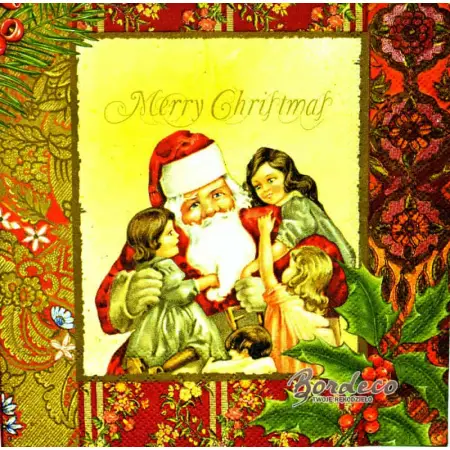 Serwetka do decoupage Mikołaj z dziewczynkami 33x33 MAKI Unikat