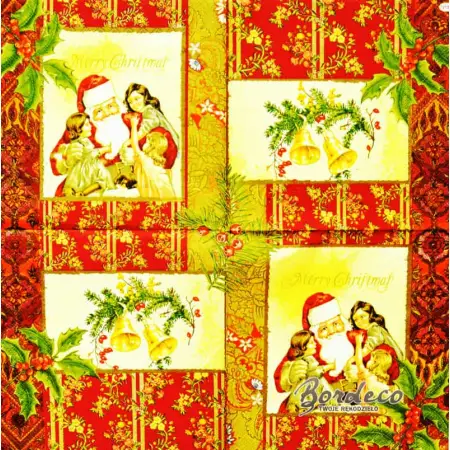 Serwetka do decoupage Mikołaj z dziewczynkami 33x33 MAKI Unikat