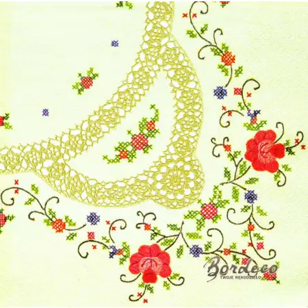 Serwetka do decoupage haftowany obrus 33x33 MAKI Unikat