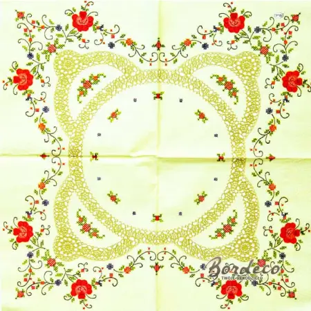 Serwetka do decoupage haftowany obrus 33x33 MAKI Unikat