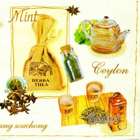 Serwetka do decoupage gatunki  herbat i akcesoria 33x33 MAKI Unikat