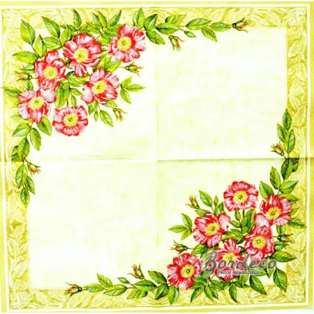 Serwetka do decoupage kwiaty dzikiej róży 33x33 MAKI Unikat