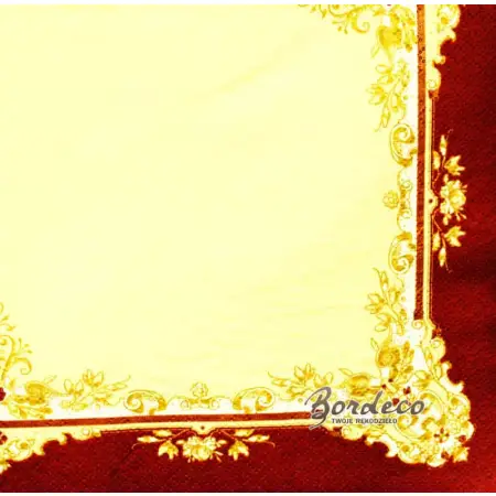 Serwetka do decoupage złota ramka z brodową obwódką 33x33 MAKI Unikat