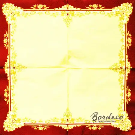 Serwetka do decoupage złota ramka z brodową obwódką 33x33 MAKI Unikat