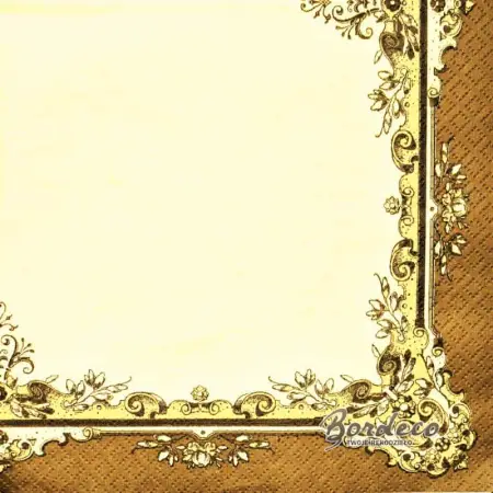 Serwetka do decoupage złota ramka z brązową obwódką 33x33 MAKI Unikat
