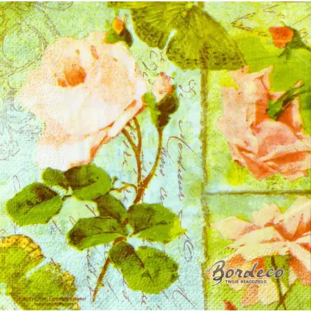 Serwetka do decoupage pastelowe róże 33x33 PALOMA Unikat