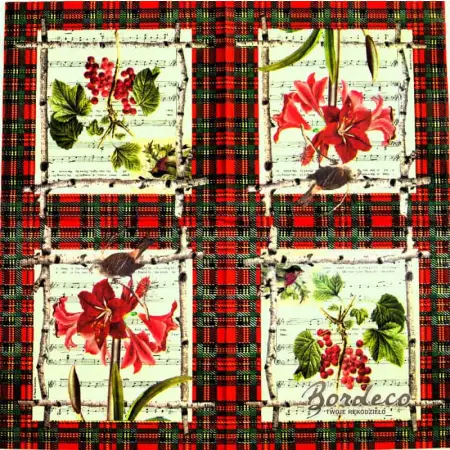 Serwetka do decoupage amarylis, czerwona porzeczka 25x25 PPD Unikat