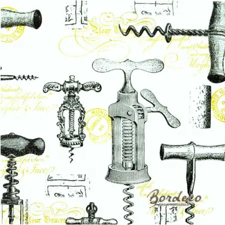 Serwetka do decoupage otwieracze do butelek,korkociągi w różnym stylu 25x25 PPD Unikat