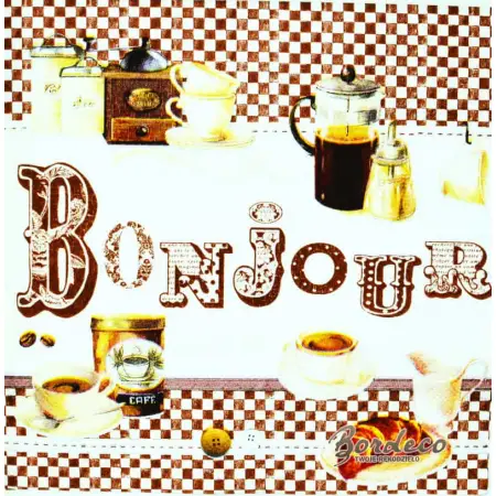 Serwetka do decoupage Bonjour, śniadanie 33x33 R2S Unikat