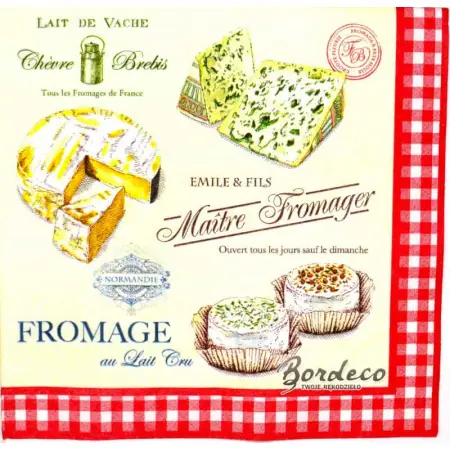 Serwetka do decoupage francuskie sery pleśniowe 33x33 R2S Unikat