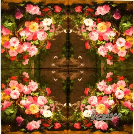 Serwetka do decoupage bukiet kolorowych róż w wiklinowym koszu 33x33 R2S Unikat